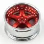hobbysoul 2pcs RC 1/10 Aluminum Alloy Wheel Rims Hex 12mm Adjustable Offset Red & Silver Color Fit 1:10 RC On Road Drift Touring Car Tires