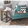 VASAGLE Industrial Side Table, End Table for Coffee Laptop Tablet, Mobile Table with Rolling Casters, Steel Frame, for Living Room, Bedroom, Rustic Brown and Black ULNT50X