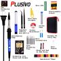 Soldering Iron Kit - Soldering Iron 60 W Adjustable Temperature, Solder Wire, Tweezers, Soldering Iron Stand, Soldering Iron Tips Set, Desoldering Pump, Solder Wick, Heatshrink Tubes [110 V, US Plug]
