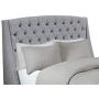 Madison Park Harper Upholstered Nail Head Trim Wingback Button Tufted Headboard Modern Contemporary Metal Legs Padded Bedroom Décor Accent, King Grey