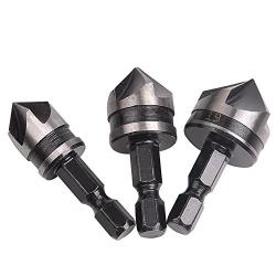 Drill Warehouse 3 Piece 1/4'' Hex 12/16/19mm Countersink Bore Set for Wood Metal Quick Change Bit, Pack in Metal Box