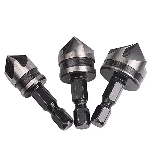 Drill Warehouse 3 Piece 1/4'' Hex 12/16/19mm Countersink Bore Set for Wood Metal Quick Change Bit, Pack in Metal Box Drill Warehouse 3 Piece 1/4'' Hex 12/16/19mm Countersink Bore Set for Wood Metal Quick Change Bit, Pack in Metal Box