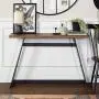 Walker Edison Anastiasia Urban Industrial Metal Wrap Entry Table, 46 Inch, Brown Reclaimed Barnwood Walker Edison Anastiasia Urban Industrial Metal Wrap Entry Table, 46 Inch, Brown Reclaimed Barnwood