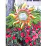 Unido Solar Powered Metal Sunray Garden Stake with Color Changing LED Light and Mosaic Glass Crackle Ball