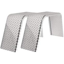 2-Pack ToughGrade Aluminum Diamond Plate Flat Top Trailer Fender 10'' X 34'' X 17''