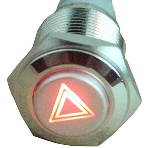 ESUPPORT 12V Car Red LED Emergency Hazard Warning Push Button Metal Switch