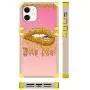 Bonoma iPhone 11 Case 6.1 in 2019 with Wallet Card Holder, Glitter Lips Bite Me Square Soft TPU Full Body Shockproof Protective Phone Case - Pink