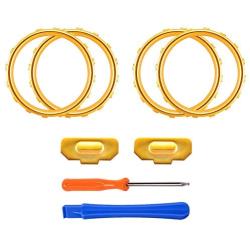 eXtremeRate Matte Chrome Gold Accent Rings Accessories for Xbox One Elite, Elite Series 2 Controller, Replacement Parts Profile Switch Buttons for Xbox One Elite Controller - Pack of 2