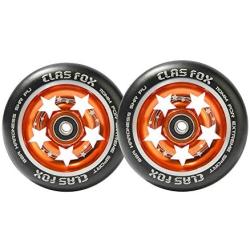 CLAS FOX 5 Stars 110mm One Pair Pro Stunt Scooter Wheels with ABEC-9 Bearings CNC Metal Core (2pcs) (Black PU Orange Core)