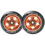 CLAS FOX 5 Stars 110mm One Pair Pro Stunt Scooter Wheels with ABEC-9 Bearings CNC Metal Core (2pcs) (Black PU Orange Core)