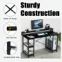 Sedeta Computer Desk with Storage Shelves and Hutch, 55 inch Office Desk with Printer Monitor Shelf CPU Stand, Large Computer Table, Studying Writing Desk Workstation for Home Office, Black