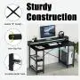 Sedeta Computer Desk with Storage Shelves and Hutch, 55 inch Office Desk with Printer Monitor Shelf CPU Stand, Large Computer Table, Studying Writing Desk Workstation for Home Office, Black