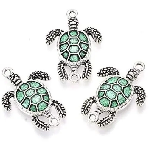 Craftdady 10Pcs Enamel Sea Turtle Pendant Links Double Loops Ocean Animal Tortoise Platinum Plated Metal Charms 27x18.5mm for Craft Necklace Bracelet Jewelry Making Craftdady 10Pcs Enamel Sea Turtle Pendant Links Double Loops Ocean Animal Tortoise Platinum Plated Metal Charms 27x18.5mm for Craft Necklace Bracelet Jewelry Making