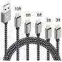 5Pack(3ft 3ft 6ft 6ft 10ft) iPhone Lightning Cable Apple Certified Braided Nylon Fast Charger Cable Compatible iPhone Max XS XR 8 Plus 7 Plus 6s 5s 5c Air iPad Mini iPod (Black Gray) 5Pack(3ft 3ft 6ft 6ft 10ft) iPhone Lightning Cable Apple Certified Braided Nylon Fast Charger Cable Compatible iPhone Max XS XR 8 Plus 7 Plus 6s 5s 5c Air iPad Mini iPod (Black Gray)