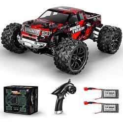 HAIBOXING 1:18 Scale All Terrain RC Car 36KM/H High Speed, 4WD Electric Vehicle,2.4 GHz Radio Controller, Included 2 Batteries and A Charger,Waterproof Off-Road Truck (Red)