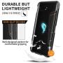 MME ASUS ROG 2 Phone Case Bumper Metal Luminous Rubber Corner Shockproof Full Body Protection with Tempered Glass Screen Protector and Anti-Scratch Carbon Fiber Skin Back (Black)