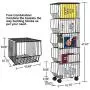 BENOSS Metal Wire Basket with Wheels and Cover, Stackable Rolling Fruit Basket Storage Organizer with Casters, Utility Rack for Kitchen, Pantry, Bathroom, Laundry Room, Garage (5 Layer Baskets) BENOSS Metal Wire Basket with Wheels and Cover, Stackable Rolling Fruit Basket Storage Organizer with Casters, Utility Rack for Kitchen, Pantry, Bathroom, Laundry Room, Garage (5 Layer Baskets)