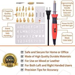 Create Image - Wood Burning Kit - Gourd Pyrography Pen Kit and Woodburner Tool - Dual Temperature Control, 21 PCS Soldering Brass Tips - Free Stencil, Stand and Carrying Case