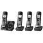 PANASONIC Expandable Cordless Phone System with Link2Cell Bluetooth, Voice Assistant, Answering Machine and Call Blocking - 4 Cordless Handsets - KX-TGD564M (Metallic Black)