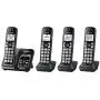 PANASONIC Expandable Cordless Phone System with Link2Cell Bluetooth, Voice Assistant, Answering Machine and Call Blocking - 4 Cordless Handsets - KX-TGD564M (Metallic Black)