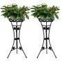 JzNova 2 Pack Metal Tall Plant Stand, Flower Pot Raised Holder, Iron Art Triangle Support Planter Holders, Outdoor & Indoor Elegant Corner Decorative Display Rack, Mordern Planter Container, Black