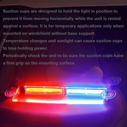 Aluminum Red Blue Emergency Strobe Warning LED Dash Lights for Police Cars Truck POV, WOWTOU 24W COB Interior Front Windshield Rear Window Safety Flashing with Suction Cups