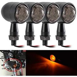 NATGIC 4pcs Motorcycle Turn Signal Lights Bullet Metal Mini Motorbike Turn Signal Blinker Indicator Bulbs Running Lights (Black Smoke)