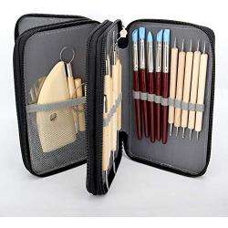 Blisstime Set of 42 Clay Sculpting Tool Wooden Handle Pottery Carving Tool Kit