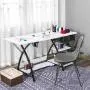 Sewing Craft Table, Sewing Machine Desk with Adjustable Folding Shelves and Storage Drawer, X Frame Sturdy Multipurpose Sewing Desk, White MDF, 57.1×23.6×29.9 inches Sewing Craft Table, Sewing Machine Desk with Adjustable Folding Shelves and Storage Drawer, X Frame Sturdy Multipurpose Sewing Desk, White MDF, 57.1×23.6×29.9 inches