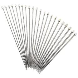 HuanX35 Knitting Needle Set Stainless Steel Hollow Single Pointed Sweater Staight Needle Kit in Different Sizes(11pirs,22pcs,14 inches Length)