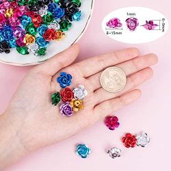 600 Pieces Mixed Color 3-Size Aluminum Rose Flower Tiny Metal Beads Jewelry Making DIY Craft