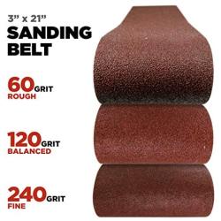 Makita 15 Piece - 3'' Multi-Grit Sanding Belt Set For 3''x21'' Belt Sanders – Complete Sanding Set For Wood & Metal - 60-240 Grits