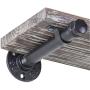 MyGift 24-Inch Wall Mounted Industrial Black Metal Pipe & Rustic Torched Wood Floating Shelf