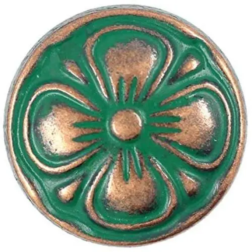 Bezelry 10 Pieces Green Cyan Antique Copper Clover Metal Shank Buttons. (23mm) Bezelry 10 Pieces Green Cyan Antique Copper Clover Metal Shank Buttons. (23mm)