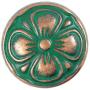 Bezelry 10 Pieces Green Cyan Antique Copper Clover Metal Shank Buttons. (23mm)