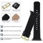 Fullmosa Compatible Apple Watch Band 38mm 40mm 42mm 44mm Leather Compatible iWatch Band/Strap Compatible Apple Watch SE & Series 6 5 4 3 2 1, 38mm 40mm Black + Golden Buckle + Black Adapter