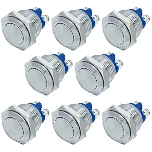 FICBOX 8pcs 16mm/0.63inch Metal Momentary Stainless Push Button Switch for Car RV Truck Boat FICBOX 8pcs 16mm/0.63inch Metal Momentary Stainless Push Button Switch for Car RV Truck Boat