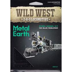 Fascinations Metal Earth 3D Metal Model Kits Wild West Set of 4 - Revolver - Stagecoach - Gatling Gun - 2-6-0 Locomotive