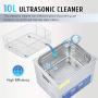 CO-Z Professional 10L Ultrasonic Cleaner with Timer Digital for Cleaning Jewelry Glasses Watch Small Parts Circuit Board Instrument, Commercial Electric Ultrasound Clean Machine (110V)