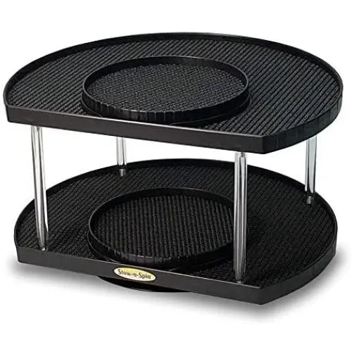 Stow-n-Spin (Black, Double Deluxe) Stow-n-Spin 2 Tier Lazy Susan Turntable Spice Rack Organizer Rotating Spice Holder Shelf w/3 Spinners Seasoning Organizer Racks for Spices Double Deluxe Spice Racks for Cabinets w/ 11'' Deep Shelves Stow-n-Spin (Black, Double Deluxe) Stow-n-Spin 2 Tier Lazy Susan Turntable Spice Rack Organizer Rotating Spice Holder Shelf w/3 Spinners Seasoning Organizer Racks for Spices Double Deluxe Spice Racks for Cabinets w/ 11'' Deep Shelves