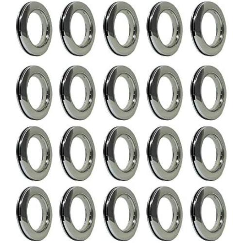 Ailejia 20-Pack Curtain Grommets Lnner Diameter Silencer Sliding Brown Sheers Grommets Reusable Silencer Sliding Easy Snap Install Silver 1.73 Inch Inner Diameter Fasteners (Bright Silver)