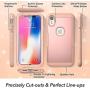 YOUMAKER Metallic Designed for iPhone XR Case, Full Body Rugged with Built-in Screen Protector Slim Fit Shockproof Cover for iPhone XR 6.1 Inch - Rose Gold/Pink