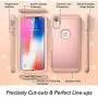 YOUMAKER Metallic Designed for iPhone XR Case, Full Body Rugged with Built-in Screen Protector Slim Fit Shockproof Cover for iPhone XR 6.1 Inch - Rose Gold/Pink