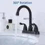 DESFAU Bathroom Faucet Bronze, 360 Degree Swivel Centerset Bathroom Faucet, 3 Hole Two Handle Bathroom Faucet, Bathroom Vanity Sink Faucets with Metal Drain Assembly DESFAU Bathroom Faucet Bronze, 360 Degree Swivel Centerset Bathroom Faucet, 3 Hole Two Handle Bathroom Faucet, Bathroom Vanity Sink Faucets with Metal Drain Assembly
