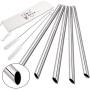 [Angled Tips] 5 Pcs 10'' Reusable Boba Straws & Smoothie Straws, 0.5'' Wide Stainless Steel Straws, Metal Straws for Bubble Tea / Tapioca Pearl, Milkshakes, Jumbo Drinks | 2 Cleaning Brushes & 1 Case