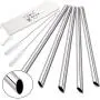 [Angled Tips] 5 Pcs 10'' Reusable Boba Straws & Smoothie Straws, 0.5'' Wide Stainless Steel Straws, Metal Straws for Bubble Tea / Tapioca Pearl, Milkshakes, Jumbo Drinks | 2 Cleaning Brushes & 1 Case