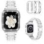 Mosonio Compatible with Apple Watch Band 38mm 40mm 42mm 44mm with Case Women, Jewelry Replacement Metal Wristband Strap with 2 Pack Bling PC Protective Cover for iWatch Series 6/5/4/3/2/1(Silver)