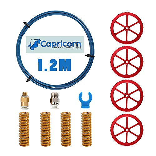 Creality Upgrade 3D Printer Kit with Capricorn Premium XS Bowden Tubing,4PCS Aluminum Hand Twist Leveling Nut,Pneumatic Couplers and Bed-level Spring for for Ender 3/3 Pro/5 CR-10 Series/10S/20/20 Pro