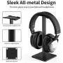 Headphone Stand Headset Holder New Bee Earphone Stand with Aluminum Supporting Bar Flexible Headrest ABS Solid Base for All Headphones Size (Black)
