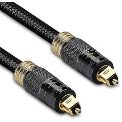 FosPower (10 Feet) 24K Gold Plated Toslink Digital Optical Audio Cable (S/PDIF) - [Zero RFI & EMI Interference] Metal Connectors & Ultra Durable Nylon Braided Jacket